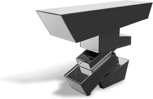 Vista 4 de ZURI Muebles de Naxos moderna mesa de consola con acabado de cristal con diseño geométrico agudo