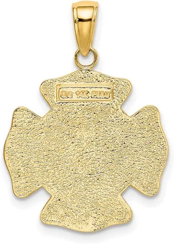 Vista 3 de Colgante de San Floriano con insignia de Protect Us Words on Firefighter en oro auténtico de 14 quilates