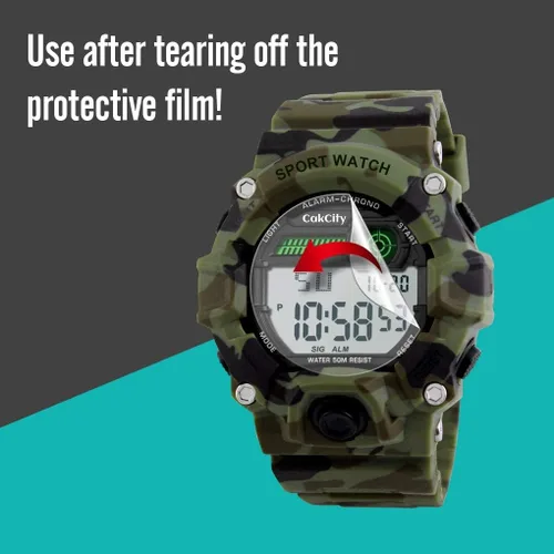 Vista 7 de Reloj deportivo LED con estilo de camuflaje para niños, impermeable, digital, electrónico, informal, militar, con correa de silicona, alarma