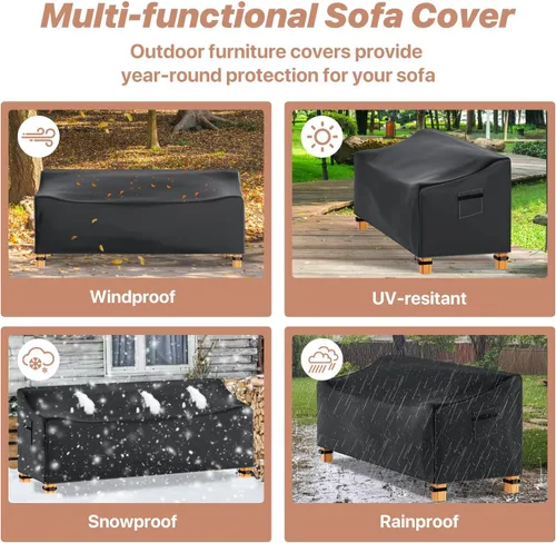 Vista 4 de Likorlove Funda para sofá de exterior impermeable, 152 cm de ancho x 86 cm de profundidad x 76 cm de alto, fundas para muebles de patio