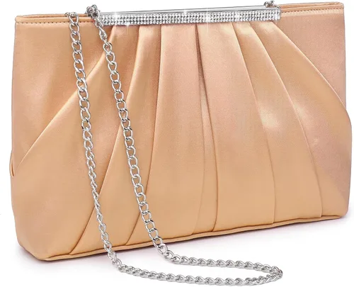 Vista 11 de Dasein - Bolsos de mano elegantes con pliegues para mujer, bolsos formales de noche con diamantes de imitación para bodas, fiestas, graduaciones