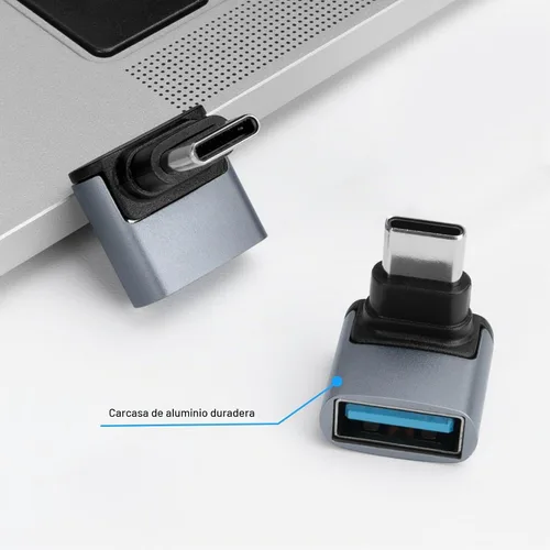 Vista 5 de Adaptador USB C a USB 3.1 OTG de 90 grados (paquete de 2), adaptador USBC tipo C macho a USB hembra, transferencia de datos 10G para smartphone USB