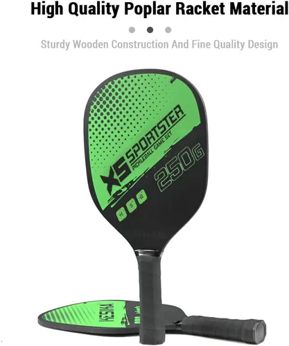 Vista 6 de Lixada Juego de palas de pickleball con 4 bolas de pickleball y bolsa de almacenamiento, raqueta de pickleball para deportes de interior y exterior