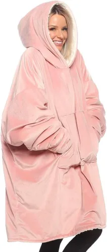 Vista 21 de THE COMFY Original - Manta de forro polar de microfibra con forro sherpa, diseño de gran tamaño con capucha y bolsillo de Shark Tank