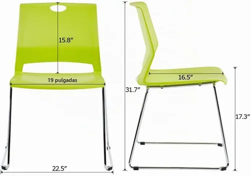 Vista 3 de Sidanli Sillas apilables para negocios, sillas de comedor modernas para el hogar, color verde (juego de 4)