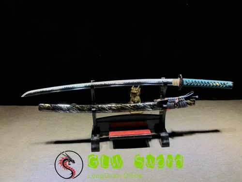 Vista 4 de Espada GLW 41 "Real Spring Steel Katana Full Tang Japón Samurai Espada Sharp Blade hecho a mano