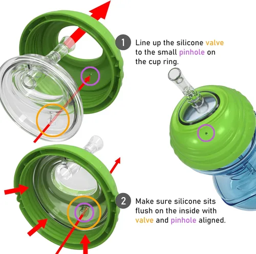 Vista 2 de Nuby Vaso de 3 Piezas Antiderrames de Fácil Agarre con Popote Flexible, Función Clik It Lock, Neutro, 10 Onzas