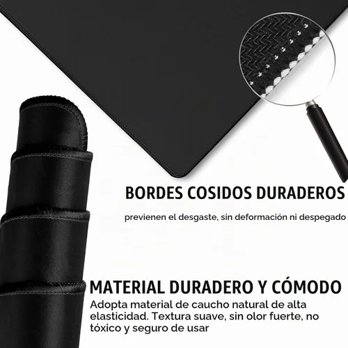 Vista 2 de Alfombrilla de mouse grande para juegos con bordes cosidos extendidos, (31.5 x 15.7 pulgadas), base de goma natural antideslizante duradera