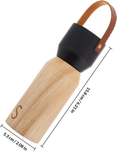 Vista 2 de Wooden Pepper Grinder Manual Salt Shaker 6-inch Rustic Spice Mill with Black Lid for Home Kitchen Cooking and Camping Use