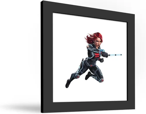 Vista 2 de Trends International Gallery Pops Marvel Comics Avengers - Póster de pared de viuda negra, 12 x 12 pulgadas, versión enmarcada en negro