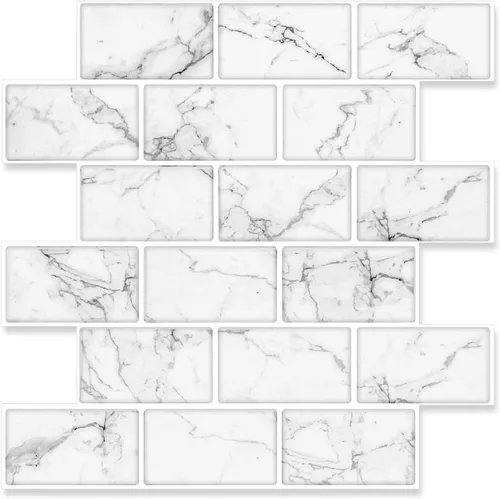 Vista 10 de STICKGOO - Azulejos de metro blancos para despegar y pegar, azulejos adhesivos para cocina (paquete de 1, diseño más grueso)