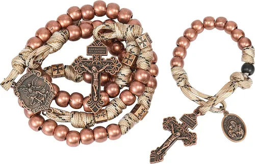 Vista 10 de Nazareth Store - Juego de Rosarios de Paracord con Cuentas de Aleación, Collar de Rosario Rugoso y Rosario de Una Década Fuerte y Pesado con Cordón