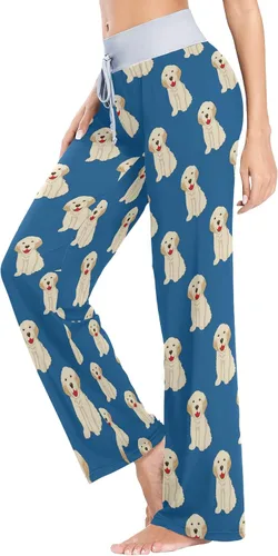 Vista 3 de XUWU Pantalones de pijama para mujer, cómodos, casuales, palazzo, pierna ancha