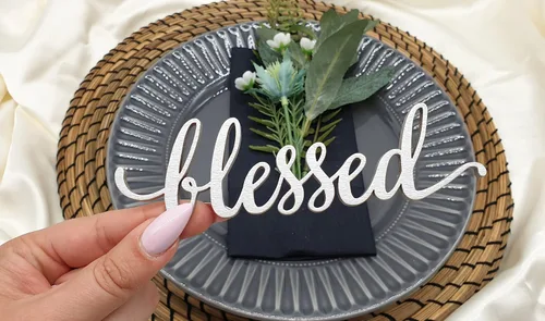 Vista 4 de Tarjetas de lugar bendecido, tarjetas de lugar de Navidad personalizadas, ajuste de lugar de cena personalizado, decoración de mesa de otoño