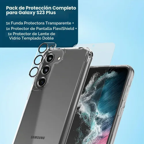 Vista 3 de Funda Case-Mate para Samsung Galaxy S23 Plus [3en1] con protector de pantalla FlexiShield y protector de lente de cámara [6.6"]