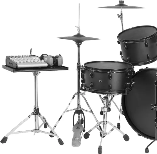 Vista 2 de Mesa de percusión de madera de 16" x 10" con soporte y superficie forrada de fieltro (G-SES)