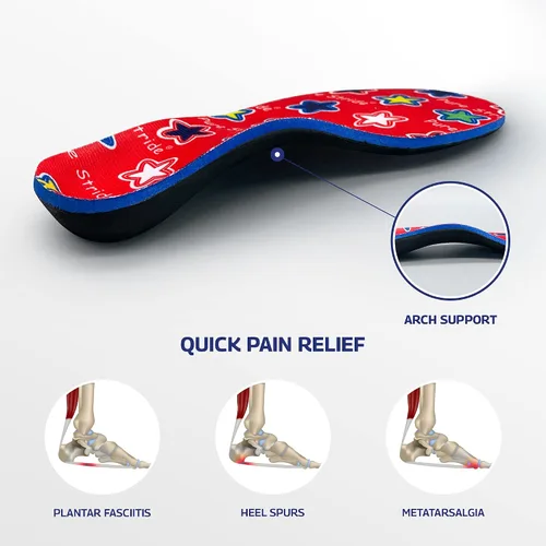 Vista 3 de Pure Stride Ortesis para niños – Plantilla de zapato y soporte para metatarsianos, arco alto, pies planos – Alivio del dolor para fascitis plantar