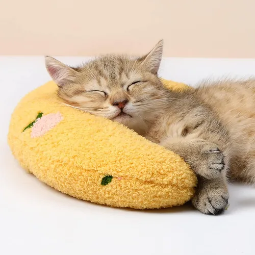 Vista 3 de Les Arbres Fair Pequeño Cojín para Gatos, Ultra Suave y Esponjoso, Juguetes Tranquilizantes para Mascotas, Media Dona, Cuddler para Alivio