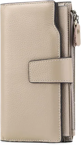 Vista 6 de SENDEFN - Cartera de cuero para mujer, portatarjetas con bloqueo RFID, monedero para mujer con cierre