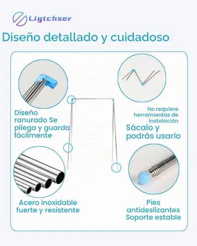 Vista 5 de Ligtchser Perchero Portátil de Viaje, Perchero Plegable de Ropa para Baile, Viajes, Camping, Secado, RV, Interior, Exterior. Un Mini Perchero de Azul