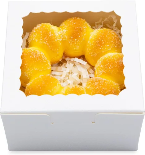 Vista 9 de 50 cajas blancas de panadería de 4 x 4 x 2.5 pulgadas con ventana, mini pastel, postre, pastelería, cajas pequeñas para dulces