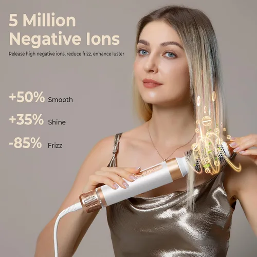 Vista 8 de Cepillo Secador de Pelo 7 en UNO, Varita Rizadora Autowrap, Secador de Pelo Iónico Negativo de Alta Velocidad 110,000 RPM con Difusor Concentrador