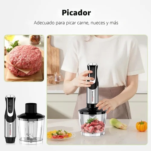 Vista 7 de Bonsenkitchen Licuadora de inmersión con procesador de alimentos, 12 Negro