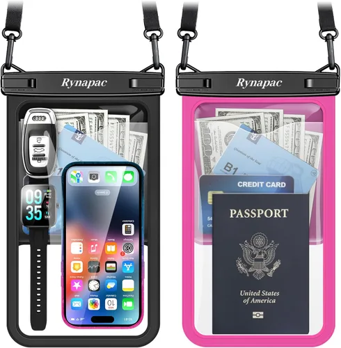 Vista 19 de Rynapac Bolsa impermeable para teléfono - Bolsa impermeable para teléfono de 8.5 pulgadas con cordón, bolsa seca para teléfono IPX8, artículos