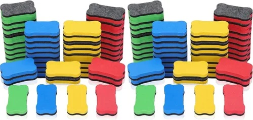 Vista 8 de Outus 48 borradores magnéticos para pizarra blanca, borradores en seco en forma de hueso, aptos para el hogar y la oficina, rojo, amarillo, azul