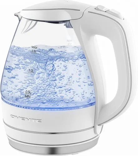 Vista 12 de OVENTE Hervidor Eléctrico, 1.5L de Vidrio de Borosilicato para Encimera, Calentador y Hervidor de Agua para Café o Té, Libre de BPA, Apagado Rosa