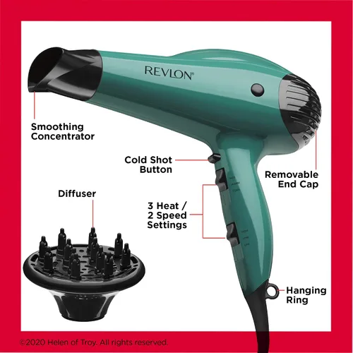 Vista 9 de Secador de pelo Revlon con booster de volumen 1875W para elevación y cuerpo voluminosos, (Verde)