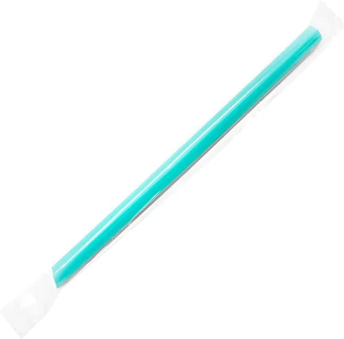 Vista 5 de Karat [1,600 ct] Pajitas Boba de 9" (10 mm de diámetro), envueltas individualmente Color Aqua (C9060s)