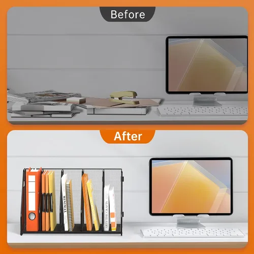 Vista 5 de Organizador de carpetas, soporte para archivos de revista con 5 Negro