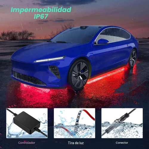 Vista 9 de Nilight 6 piezas de luces de neón para la parte baja del auto, tiras de luces RGB multicolores de 300 LEDs, función activa de sonido DIY, modo