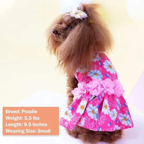 Vista 5 de KYEESE Vestidos para perros Daisy Eelgant, vestido de princesa para perros pequeños con flores, decoración de primavera y verano, vestido de gato