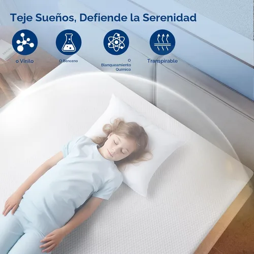 Vista 5 de TASTELIFE Protector de Cama Gemela Impermeable, Funda de Colchón Ultra Suave y Transpirable con Bolsillo Profundo Ajustable de hasta 8"-21