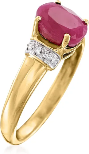 Vista 3 de Ross-Simons 1.60 Carat Ruby Ring With Diamond Accents in 14kt Yellow Gold