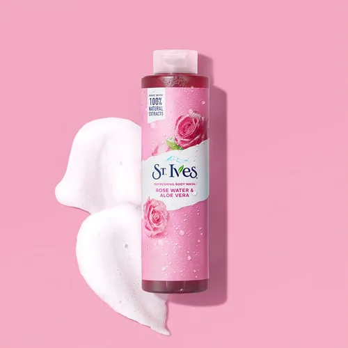 Vista 3 de St. Ives Gel de baño refrescante limpiador de agua de rosas y aloe vera hecho con limpiadores a base de plantas y extractos 100% naturales, 16 onzas