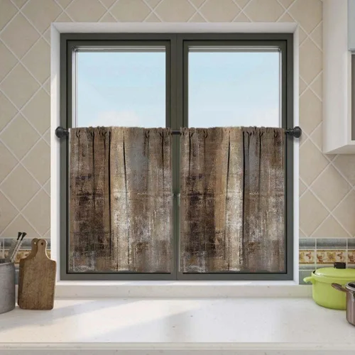 Vista 14 de MCALK Cortinas opacas azules para cocina, cenefas para ventanas, arte abstracto moderno para sala de estar (juego de niveles de 36 pulgadas)