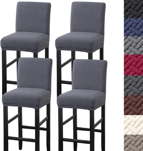 Vista 15 de HFCNMY Fundas para taburetes de bar, paquete de 2 fundas elásticas para taburetes de bar con respaldo, fundas de taburete de bar de jacquard