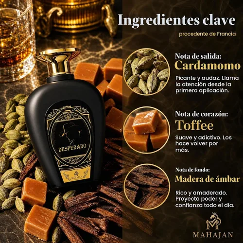 Vista 4 de Mahajan Desperado Eau de Parfum – Colonia poderosa y seductora para hombre – Fragancia picante, amaderada y dulce para día y noche – Perfume de lujo