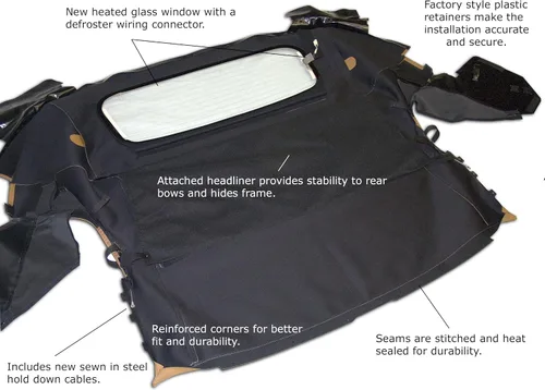 Vista 3 de Sierra Auto Tops Convertible Top Reemplazo para Toyota MR2 Sypder 2000-2007, vinilo Cabrio, negro