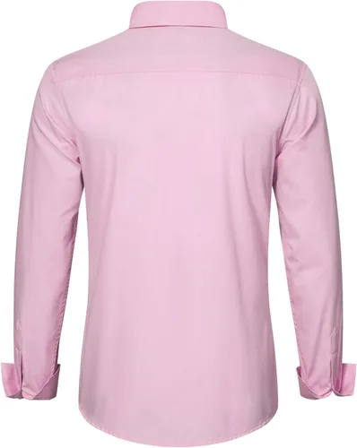 Vista 2 de MUSE FATH Camisa de vestir de color sólido para hombre, camisa casual de manga larga de ajuste regular