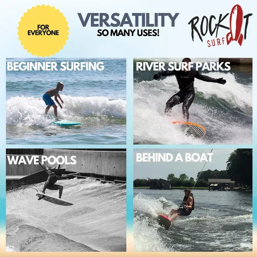 Vista 7 de Rock-It - Tabla de surf CHUB Soft Top de 4 pies y 10 pulgadas, para niños y mini, fácil de remar y maniobrable para principiantes Amarillo