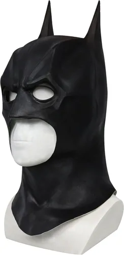 Vista 2 de Hqroidd Máscara de murciélago de superhéroe para hombre, casco de cabeza completa, accesorios para disfraz de Halloween, accesorio para la cabeza