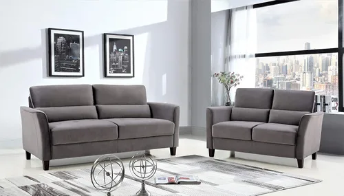 Vista 14 de Container Furniture Direct Stoughton - Sofá biplaza tapizado moderno de mediados de siglo con brazos inclinados para sala de estar, 57.88 pulgadas