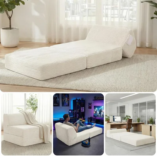 Vista 7 de Kasunpul sofá cama plegable con cojín, sofá cama plegable de espuma viscoelástica, silla cama convertible con funda lavable, sofá futón para piso
