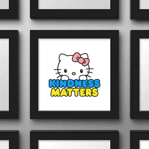 Vista 3 de Trends International Gallery Pops - Póster de pared de Hello Kitty Kindness Matters, 12 x 12 pulgadas, versión de marco negro