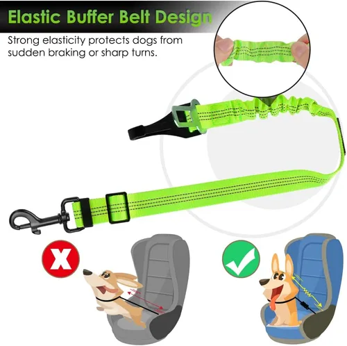 Vista 32 de SlowTon Cinturón de seguridad para perro, correa de cinturón de seguridad ajustable para perro, 2 en 1, cinturón de seguridad para perro