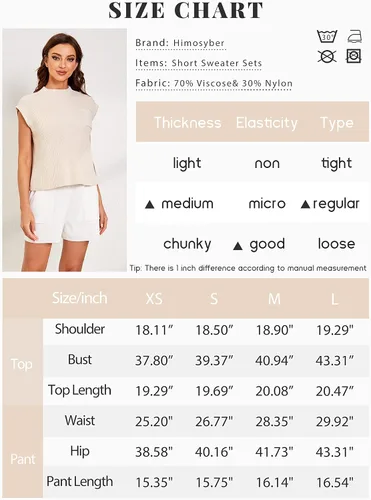 Vista 6 de Himosyber Conjunto de dos piezas para mujer, suéter de punto, chaleco corto, sudadera de descanso